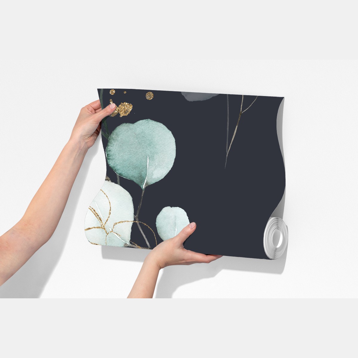 Fototapeta eukaliptusowe liście akwarelowe na ciemnym tle – Wallissimo® Fototapeta eukaliptusowe liście akwarelowe na ciemnym tle – Wallissimo®