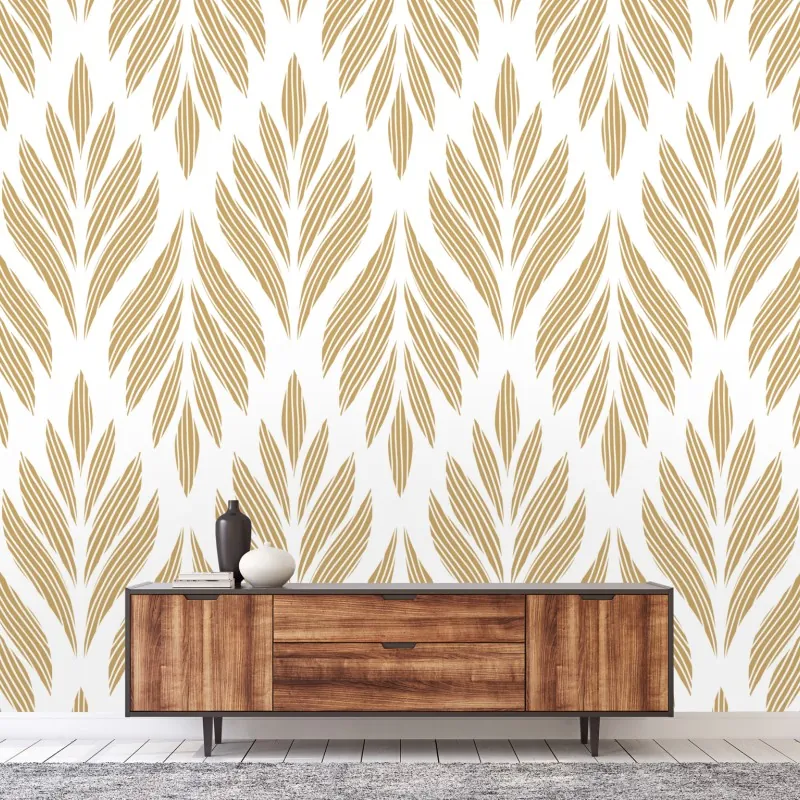 Wall mural gold leaf pattern seamless design