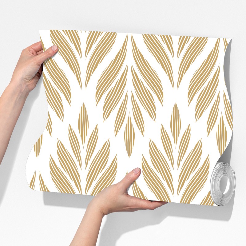 Fototapeta złoty wzór liści - bezszwowy motyw – Wallissimo® Fototapeta złoty wzór liści - bezszwowy motyw – Wallissimo®