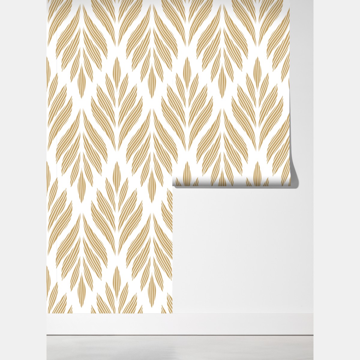 Fototapeta złoty wzór liści - bezszwowy motyw – Wallissimo® Fototapeta złoty wzór liści - bezszwowy motyw – Wallissimo®