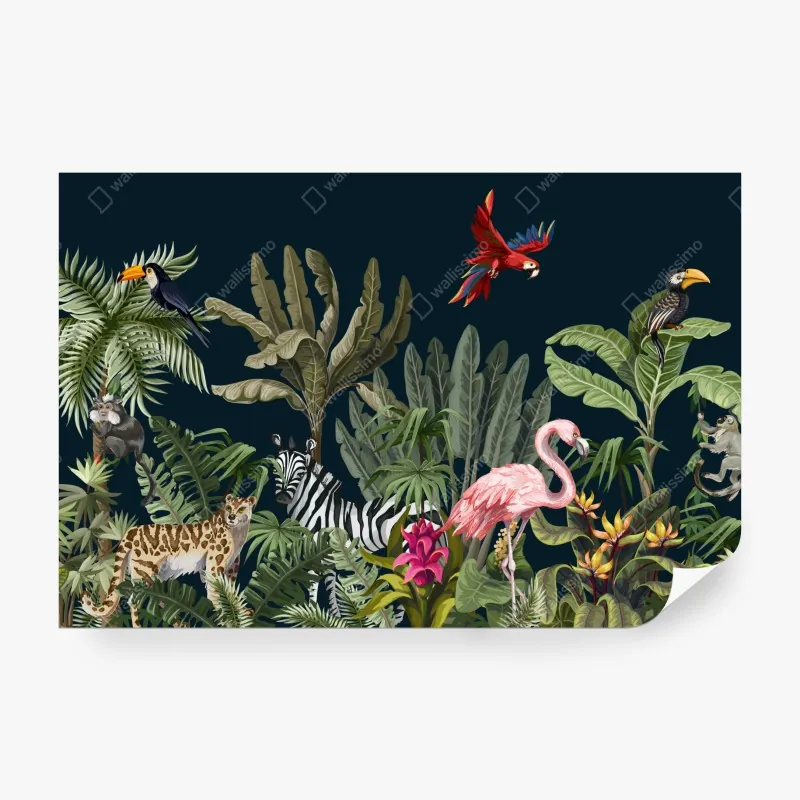 Wall mural tropical jungle wildlife illustration