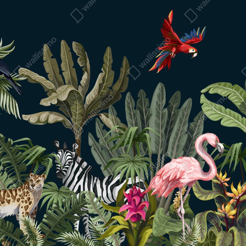 Fototapeta tropikalna scena dżungli z dziką fauną – Wallissimo® Fototapeta tropikalna scena dżungli z dziką fauną – Wallissimo®