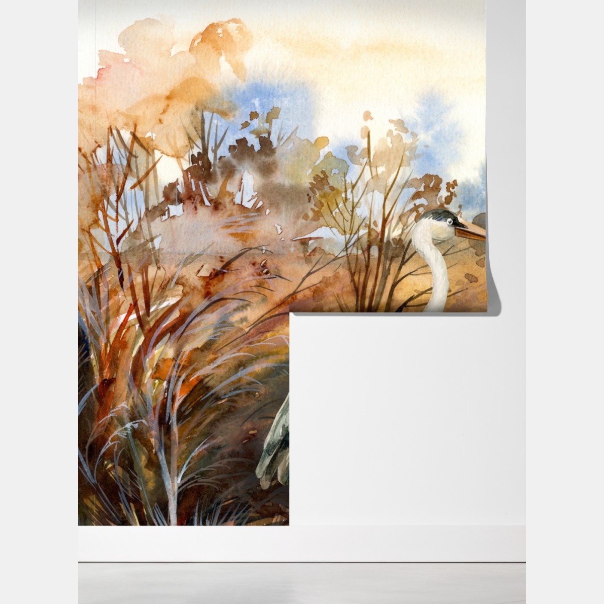 Fototapeta dwie czaple na jesiennym mokradle – Wallissimo® Fototapeta dwie czaple na jesiennym mokradle – Wallissimo®