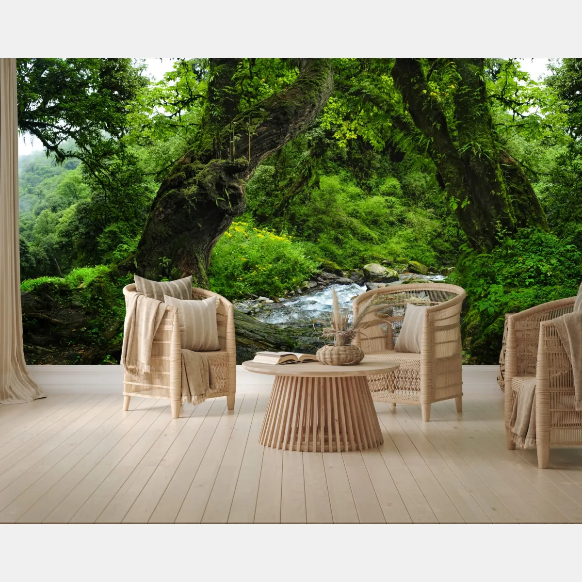 Fototapeta mszysty leśny strumień panorama – Wallissimo® Fototapeta mszysty leśny strumień panorama – Wallissimo®