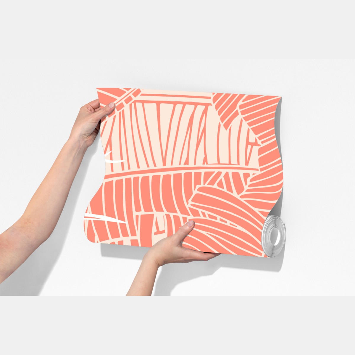 Fototapeta koralowy wzór tropikalnych liści – Wallissimo® Fototapeta koralowy wzór tropikalnych liści – Wallissimo®