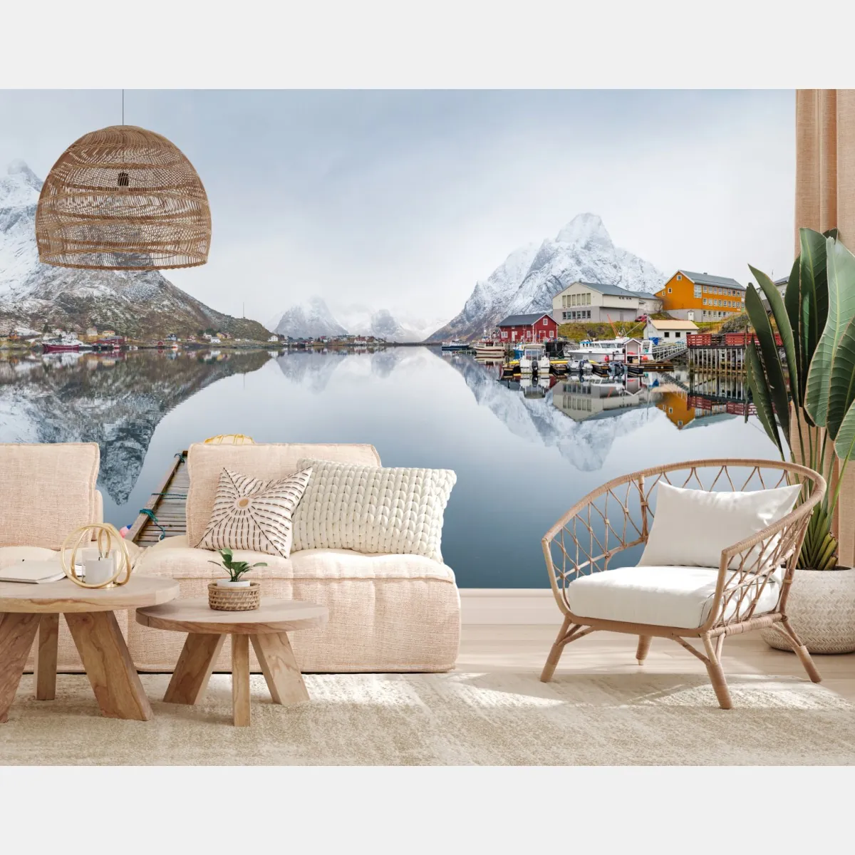 Fototapeta spokojna panorama górskiego fiordu – Wallissimo® Fototapeta spokojna panorama górskiego fiordu – Wallissimo®