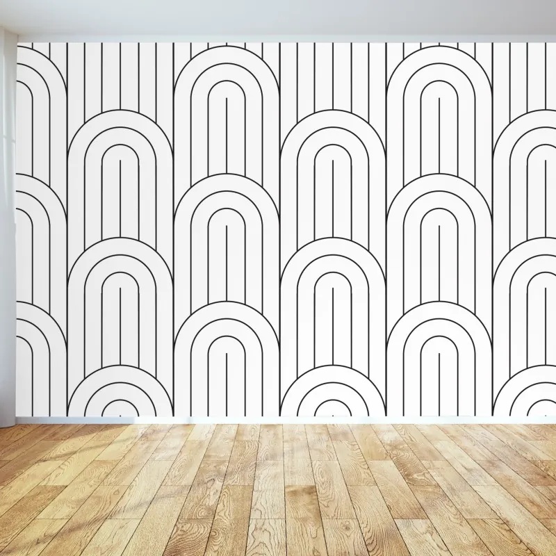 Wall mural monochrome retro arch pattern