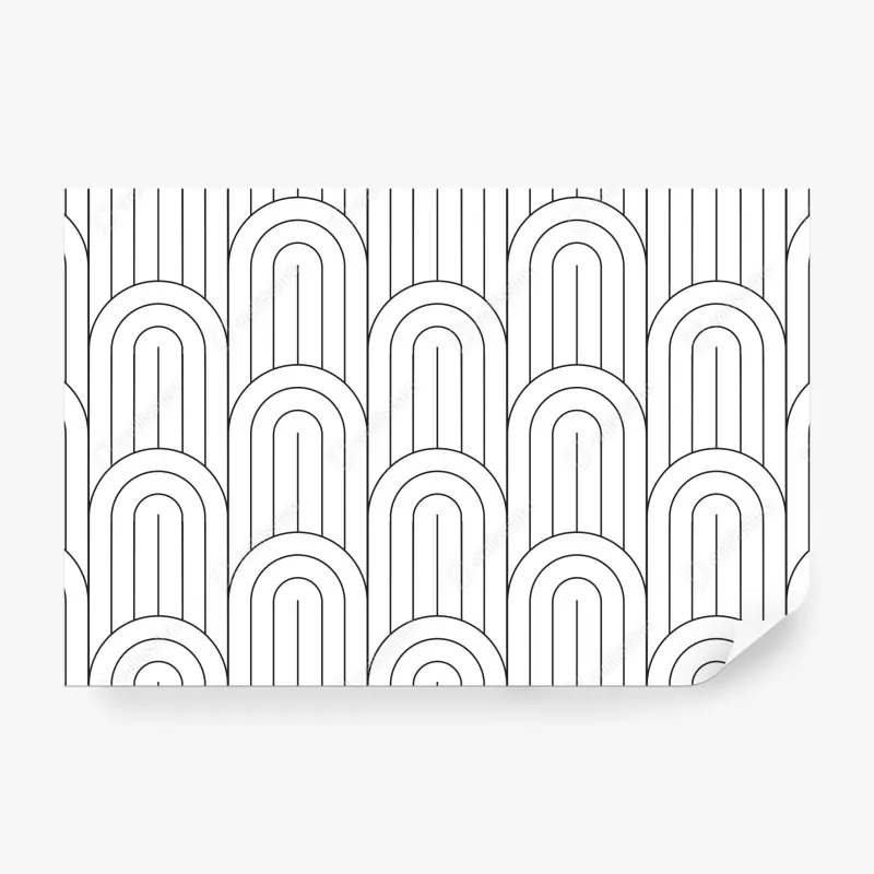 Wall mural monochrome retro arch pattern