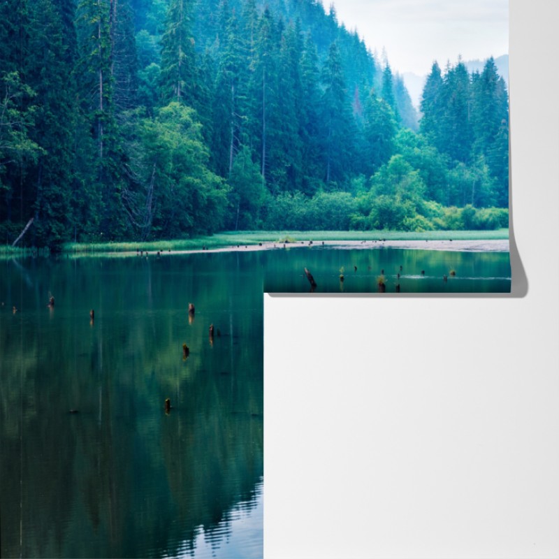 Fototapeta mglisty poranek nad jeziorem Lacu Rosu, Rumunia – Wallissimo® Fototapeta mglisty poranek nad jeziorem Lacu Rosu, Rumunia – Wallissimo®