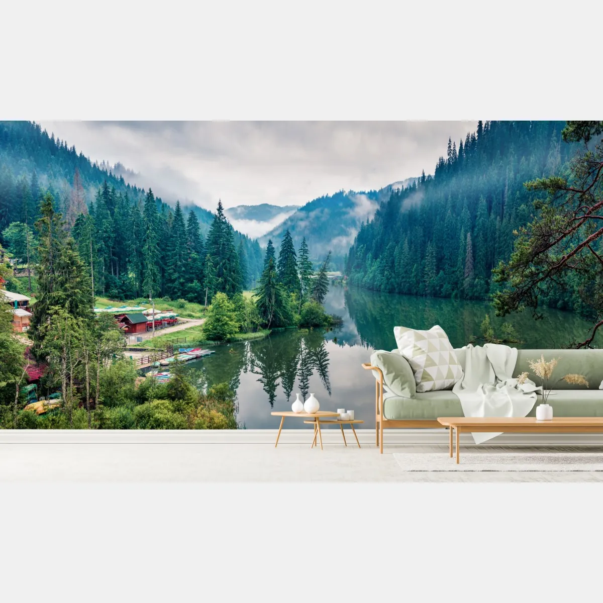 Fototapeta mglisty poranek nad Lacu Rosu – Wallissimo® Fototapeta mglisty poranek nad Lacu Rosu – Wallissimo®