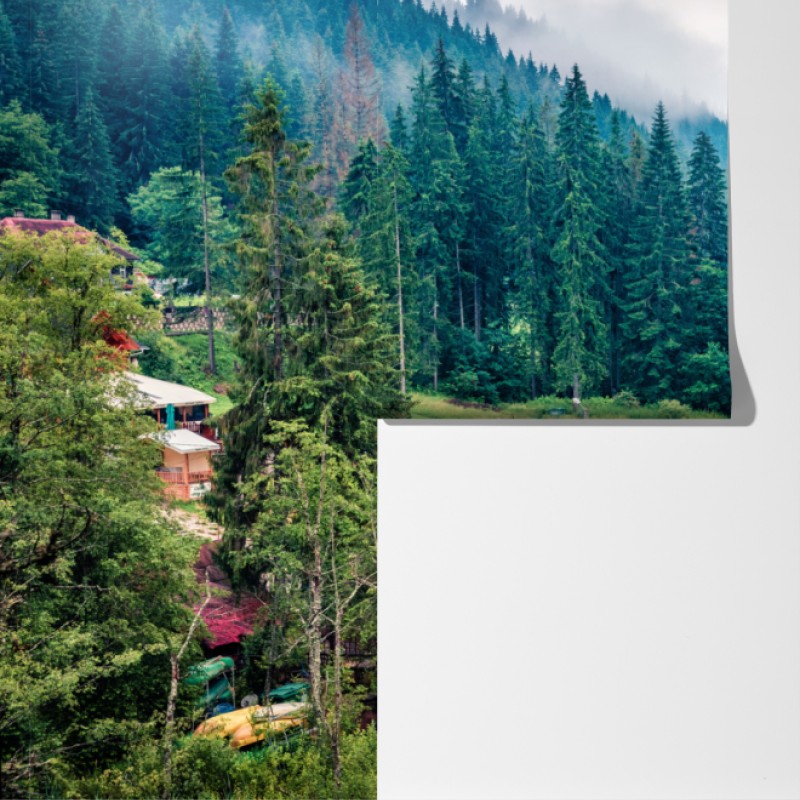 Fototapeta mglisty poranek nad Lacu Rosu – Wallissimo® Fototapeta mglisty poranek nad Lacu Rosu – Wallissimo®