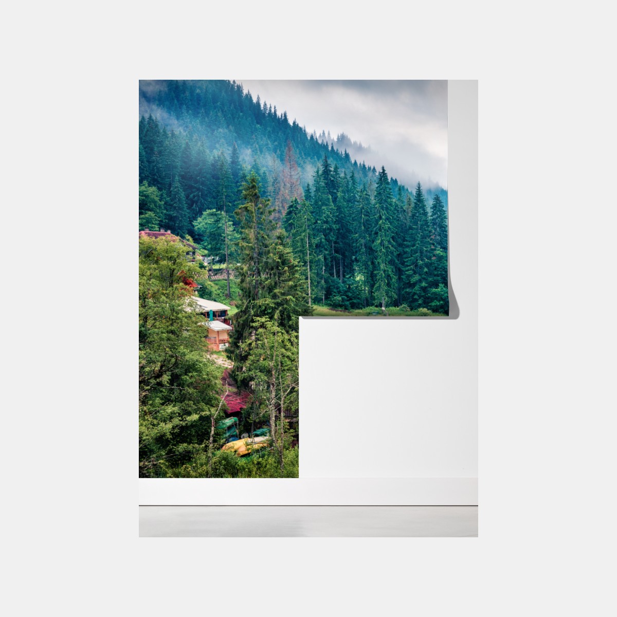 Fototapeta mglisty poranek nad Lacu Rosu – Wallissimo® Fototapeta mglisty poranek nad Lacu Rosu – Wallissimo®