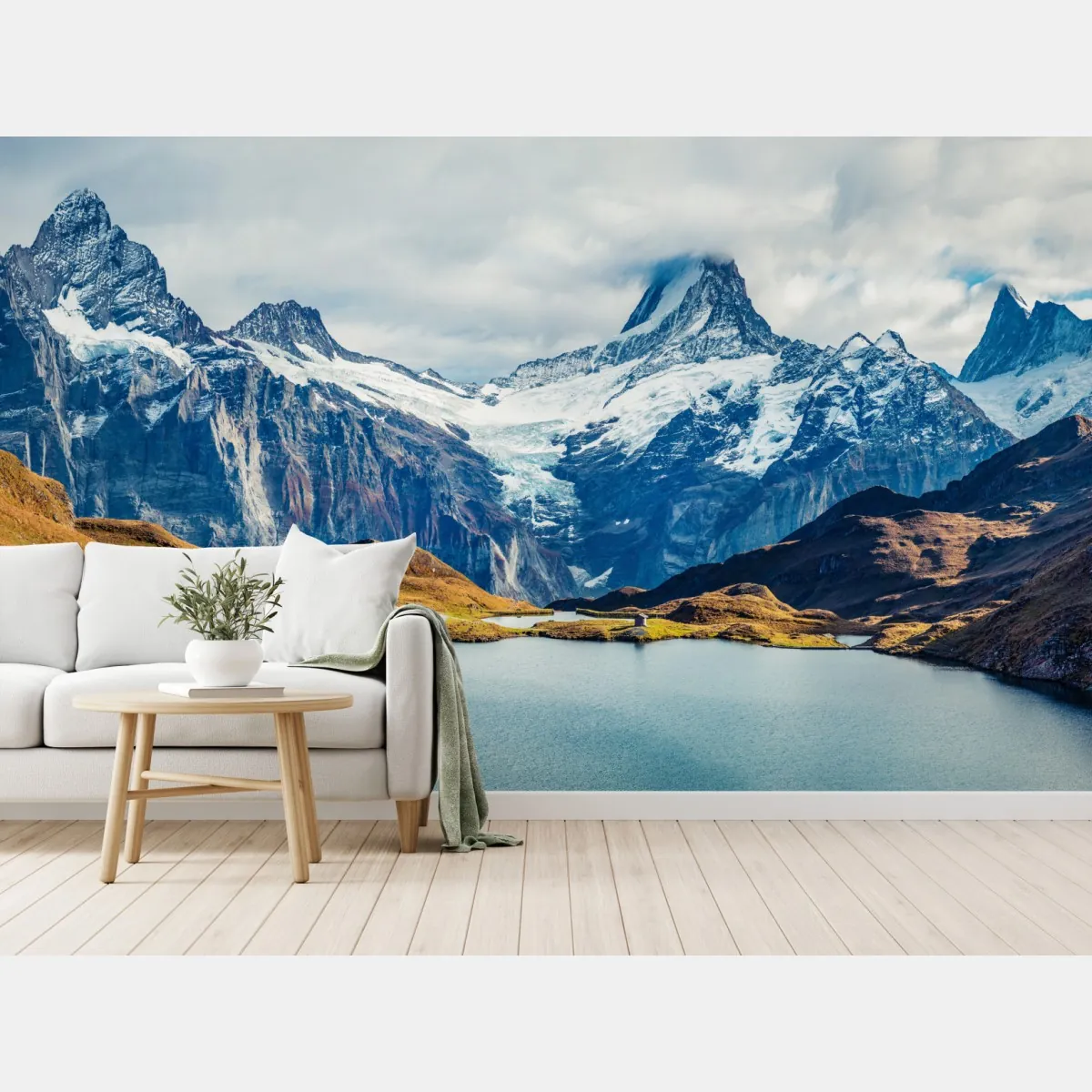 Fototapeta poranek nad jeziorem Bachalp, Alpy Szwajcarskie – Wallissimo® Fototapeta poranek nad jeziorem Bachalp, Alpy Szwajcarskie – Wallissimo®