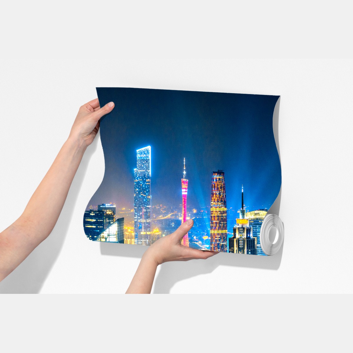 Fototapeta nocna panorama skyline Guangzhou – Wallissimo® Fototapeta nocna panorama skyline Guangzhou – Wallissimo®