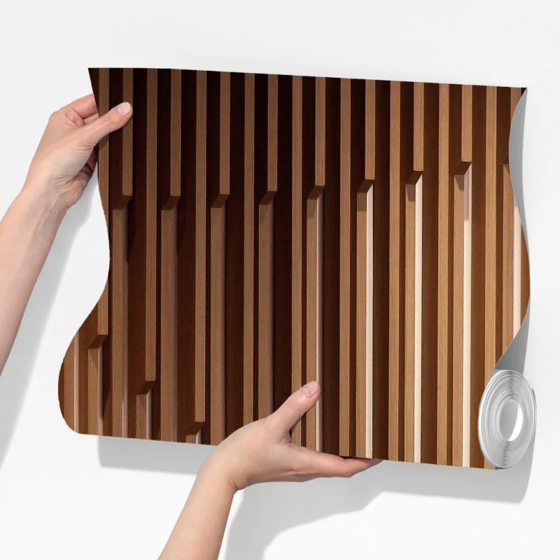 Fototapeta ciepły wzór drewnianych lameli na ścianę – Wallissimo® Fototapeta ciepły wzór drewnianych lameli na ścianę – Wallissimo®