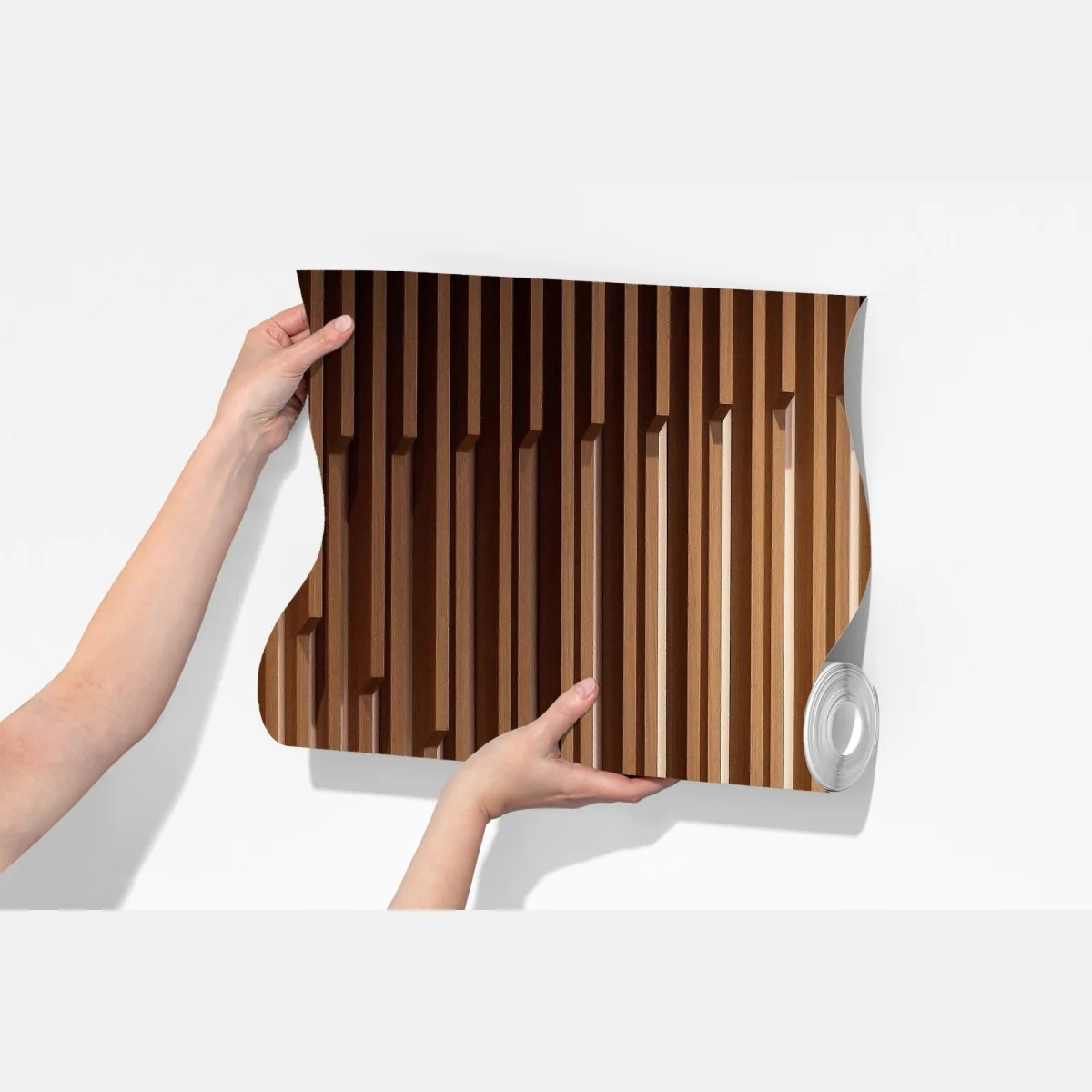 Fototapeta ciepły wzór drewnianych lameli na ścianę – Wallissimo® Fototapeta ciepły wzór drewnianych lameli na ścianę – Wallissimo®