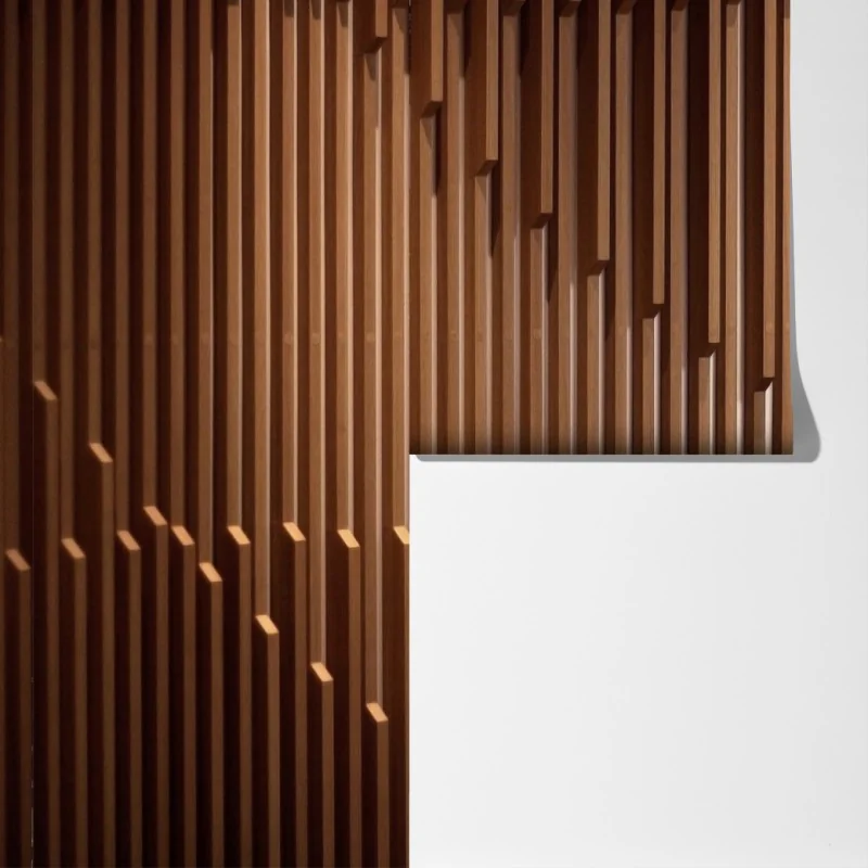 Fototapeta ciepły wzór drewnianych lameli na ścianę – Wallissimo® Fototapeta ciepły wzór drewnianych lameli na ścianę – Wallissimo®