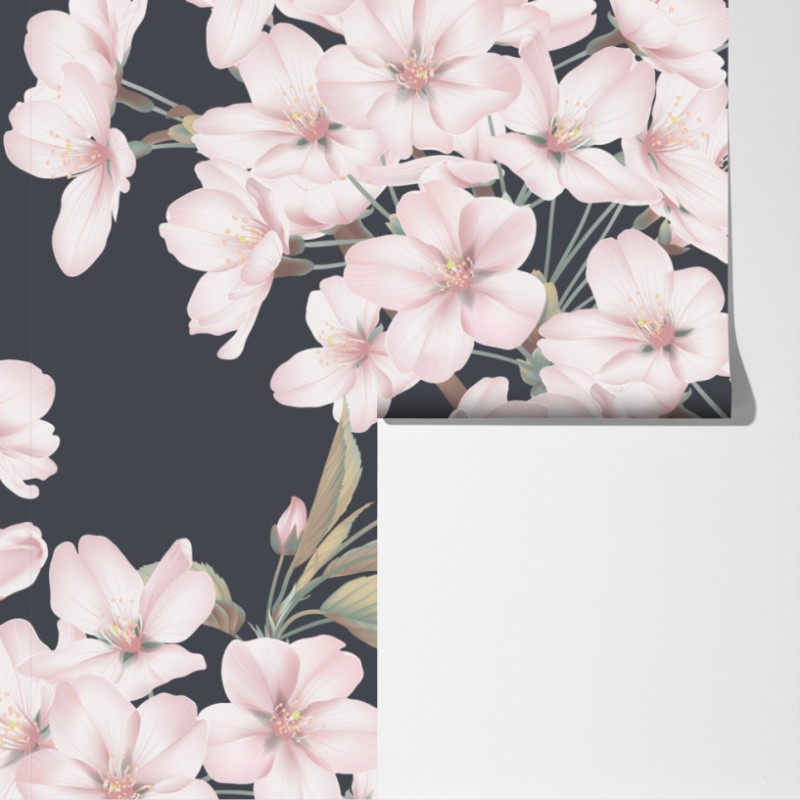 Fototapeta delikatny wzór kwiatów wiśni – Wallissimo® Fototapeta delikatny wzór kwiatów wiśni – Wallissimo®