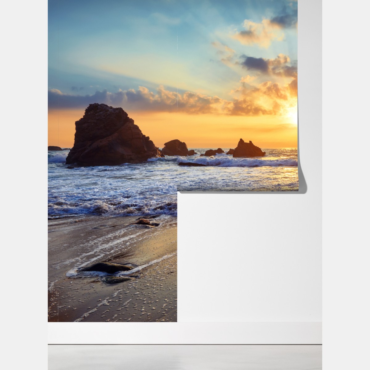 Fototapeta zachód słońca nad skalistym wybrzeżem – Wallissimo® Fototapeta zachód słońca nad skalistym wybrzeżem – Wallissimo®