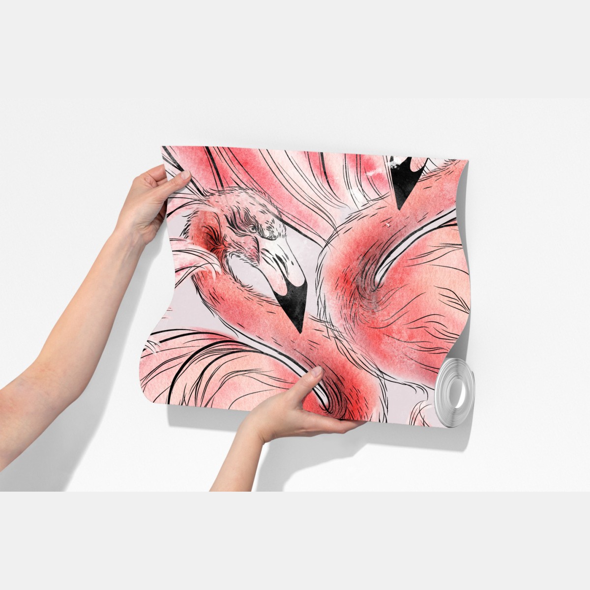 Fototapeta akwarelowy wzór z flamingami – Wallissimo® Fototapeta akwarelowy wzór z flamingami – Wallissimo®