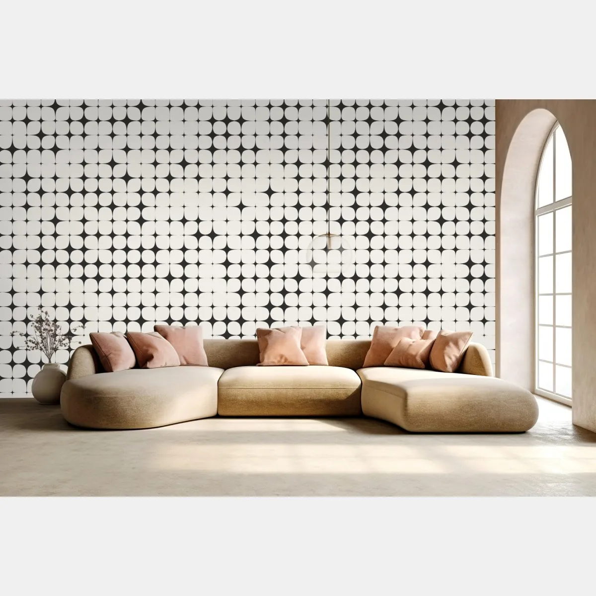 Fototapeta monochromatyczny geometryczny wzór z kropkami – Wallissimo® Fototapeta monochromatyczny geometryczny wzór z kropkami – Wallissimo®