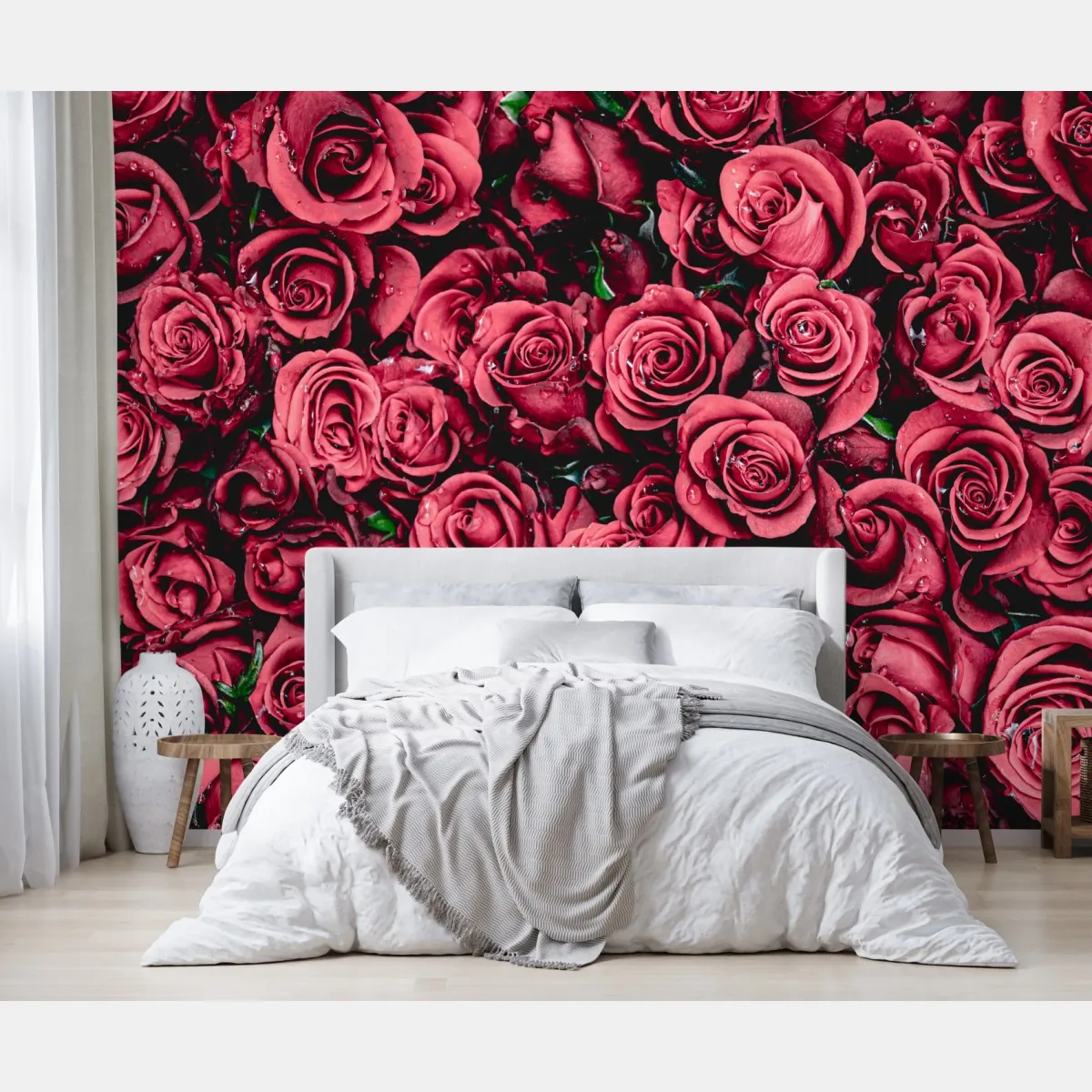 Fototapeta gęste czerwone róże dekoracja ścienna – Wallissimo® Fototapeta gęste czerwone róże dekoracja ścienna – Wallissimo®