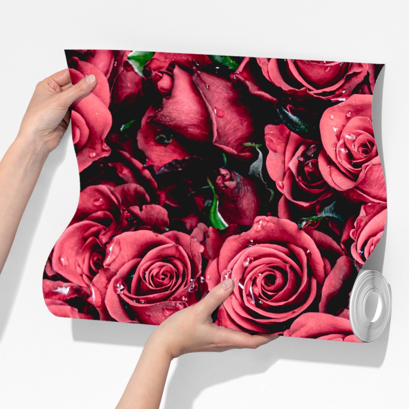 Fototapeta gęste czerwone róże dekoracja ścienna – Wallissimo® Fototapeta gęste czerwone róże dekoracja ścienna – Wallissimo®