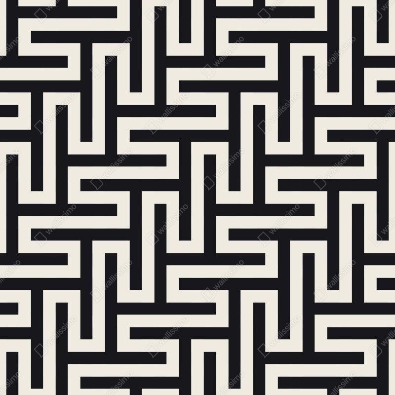 Fototapeta geometryczny wzór labiryntu w beżu i czerni – Wallissimo® Fototapeta geometryczny wzór labiryntu w beżu i czerni – Wallissimo®
