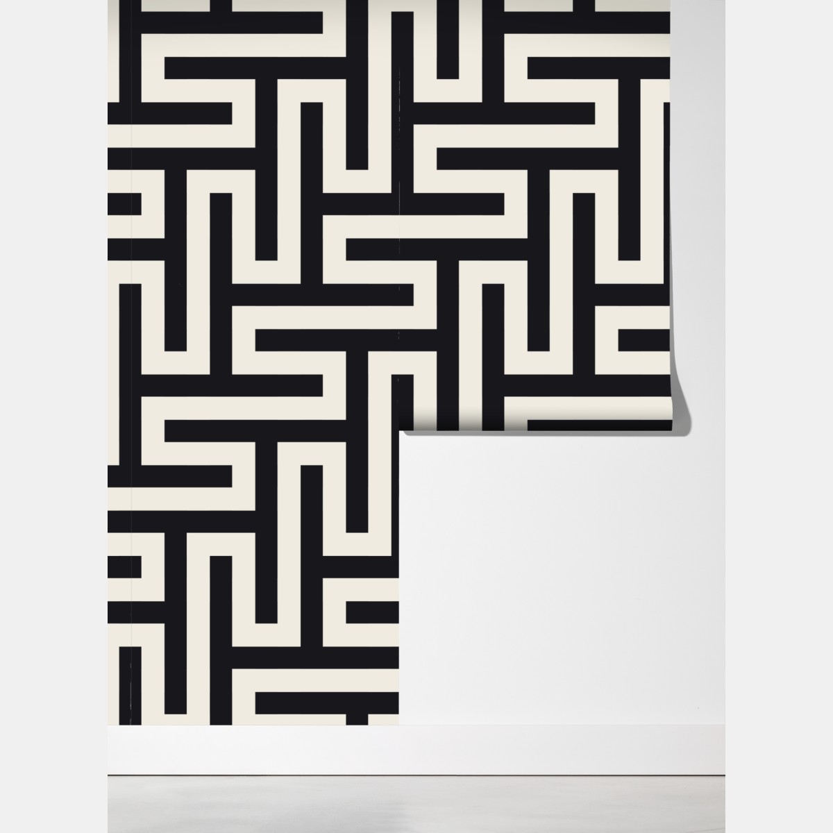 Fototapeta geometryczny wzór labiryntu w beżu i czerni – Wallissimo® Fototapeta geometryczny wzór labiryntu w beżu i czerni – Wallissimo®