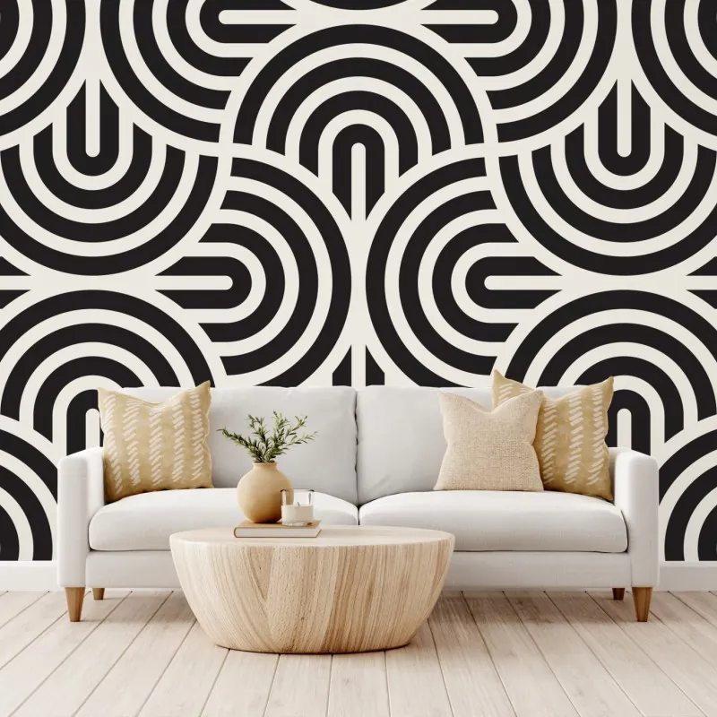Wall mural black and white geometric pattern