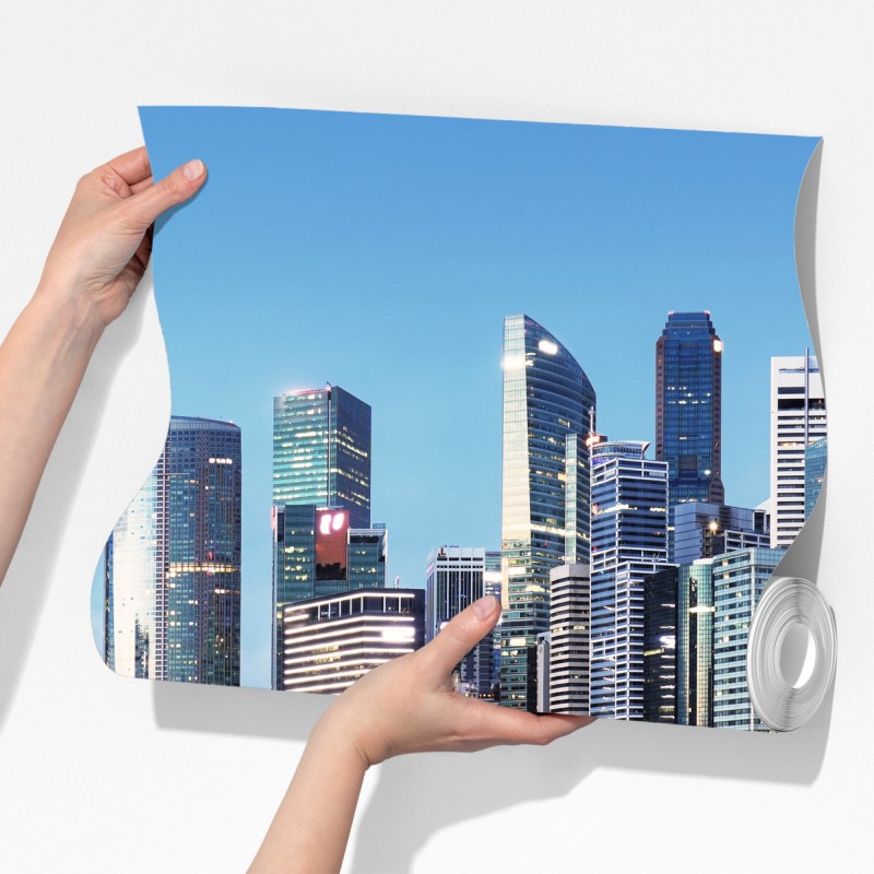 Fototapeta nowoczesna panorama miasta odbita w wodzie – Wallissimo® Fototapeta nowoczesna panorama miasta odbita w wodzie – Wallissimo®