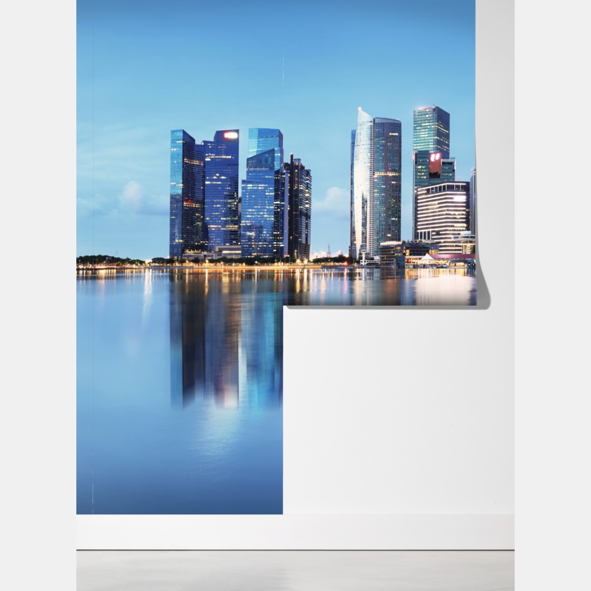 Fototapeta nowoczesna panorama miasta odbita w wodzie – Wallissimo® Fototapeta nowoczesna panorama miasta odbita w wodzie – Wallissimo®