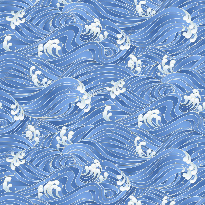 Fototapeta stylizowany Japoński wzór fal – Wallissimo® Fototapeta stylizowany Japoński wzór fal – Wallissimo®