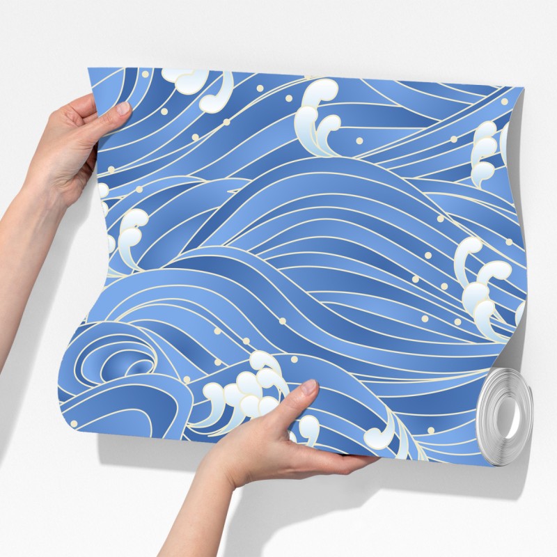 Fototapeta stylizowany Japoński wzór fal – Wallissimo® Fototapeta stylizowany Japoński wzór fal – Wallissimo®