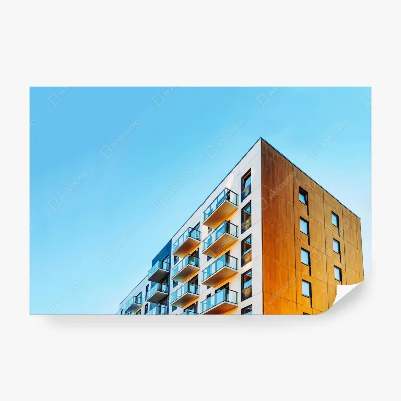 Wall mural modern apartment building with balconies
