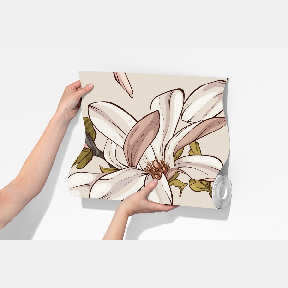 Fototapeta pastelowe magnolie na beżowym tle – Wallissimo® Fototapeta pastelowe magnolie na beżowym tle – Wallissimo®