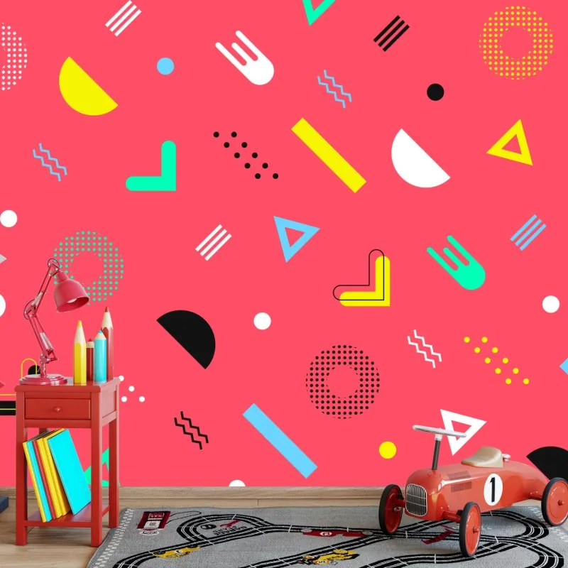 Wall mural vibrant memphis geometric pattern