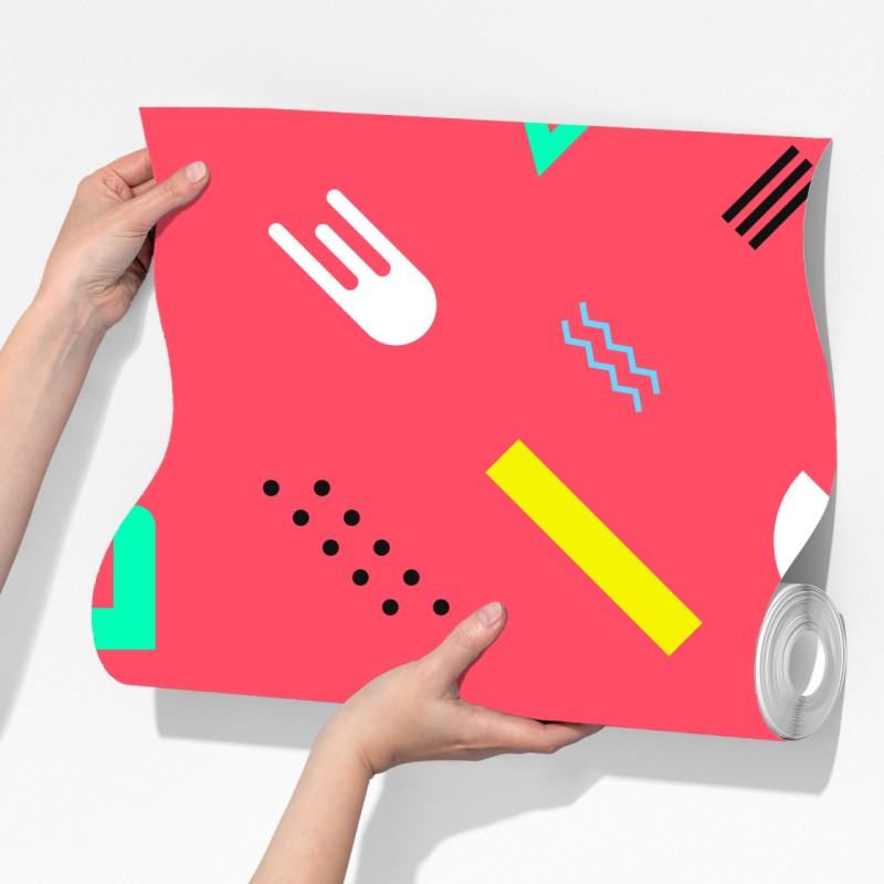 Fototapeta żywy memphis geometryczny wzór – Wallissimo® Fototapeta żywy memphis geometryczny wzór – Wallissimo®