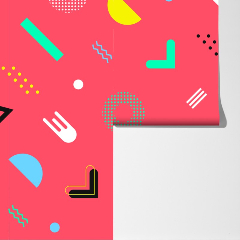 Fototapeta żywy memphis geometryczny wzór – Wallissimo® Fototapeta żywy memphis geometryczny wzór – Wallissimo®