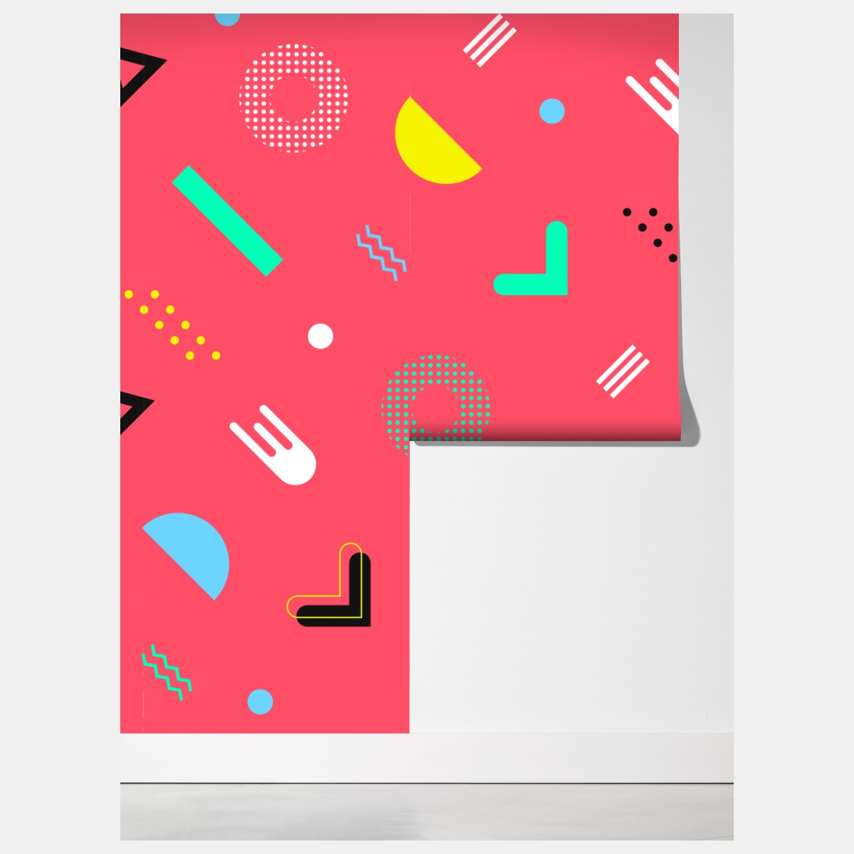 Fototapeta żywy memphis geometryczny wzór – Wallissimo® Fototapeta żywy memphis geometryczny wzór – Wallissimo®