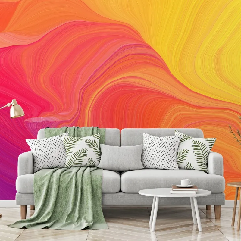Wall mural vibrant flowing color waves