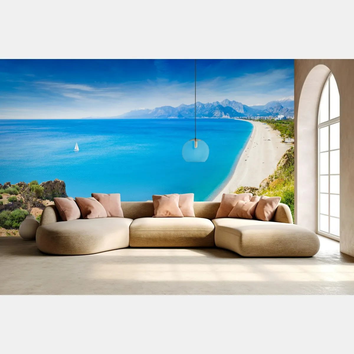 Fototapeta panoramiczna plaża Konyaalti, Antalya – Wallissimo® Fototapeta panoramiczna plaża Konyaalti, Antalya – Wallissimo®