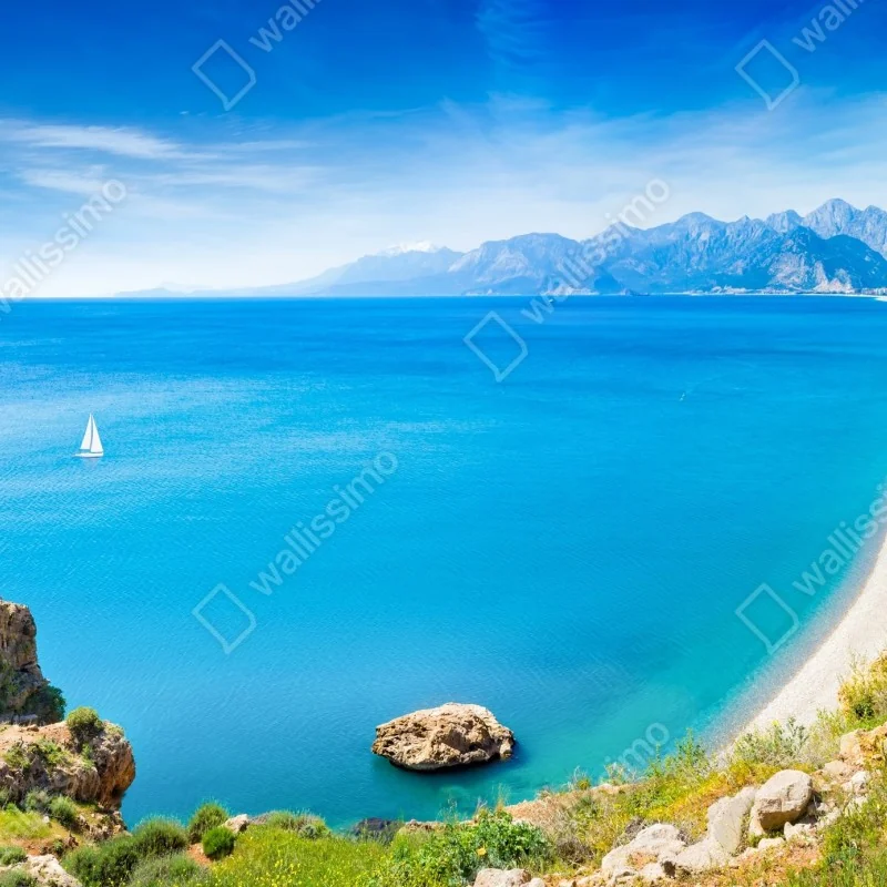 Fototapeta panoramiczna plaża Konyaalti, Antalya – Wallissimo® Fototapeta panoramiczna plaża Konyaalti, Antalya – Wallissimo®