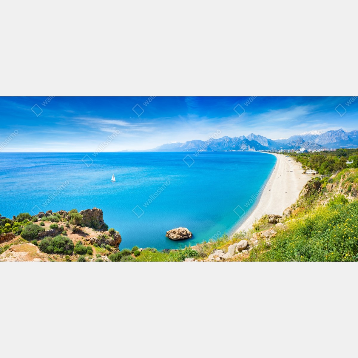 Fototapeta panoramiczna plaża Konyaalti, Antalya – Wallissimo® Fototapeta panoramiczna plaża Konyaalti, Antalya – Wallissimo®
