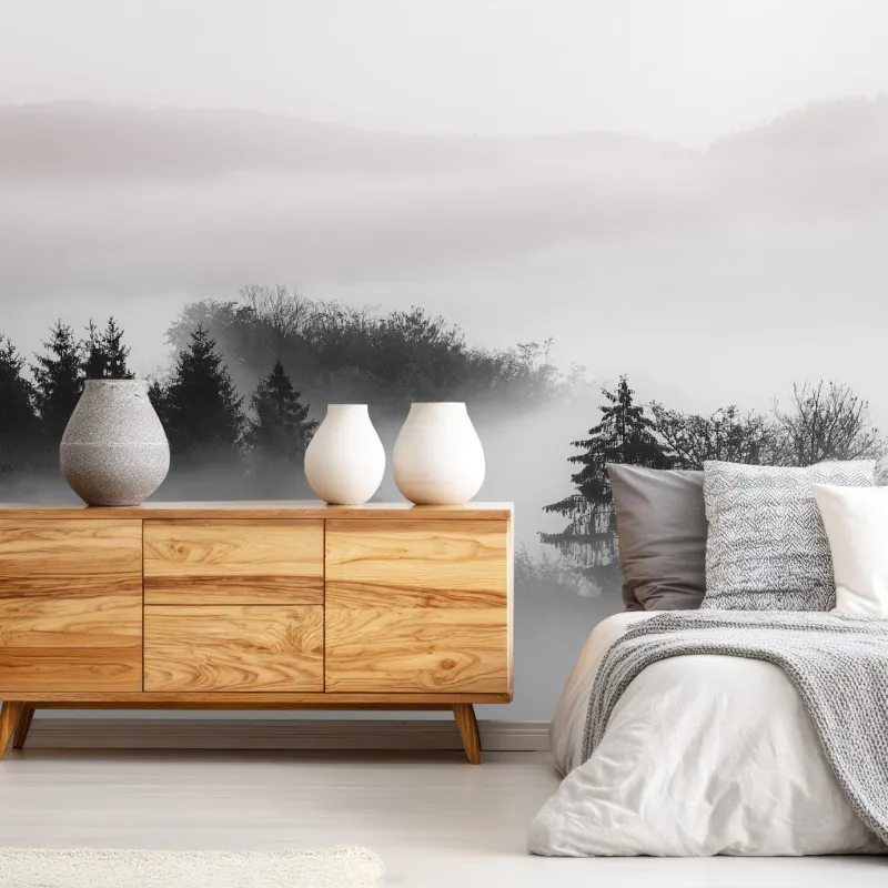 Fototapeta mglisty las w odcieniach szarości – Wallissimo® Fototapeta mglisty las w odcieniach szarości – Wallissimo®