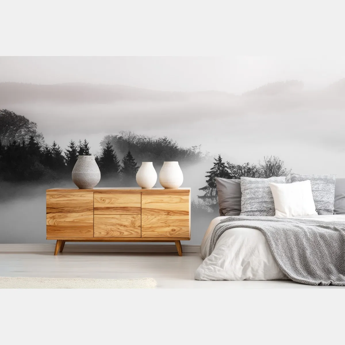 Fototapeta mglisty las w odcieniach szarości – Wallissimo® Fototapeta mglisty las w odcieniach szarości – Wallissimo®