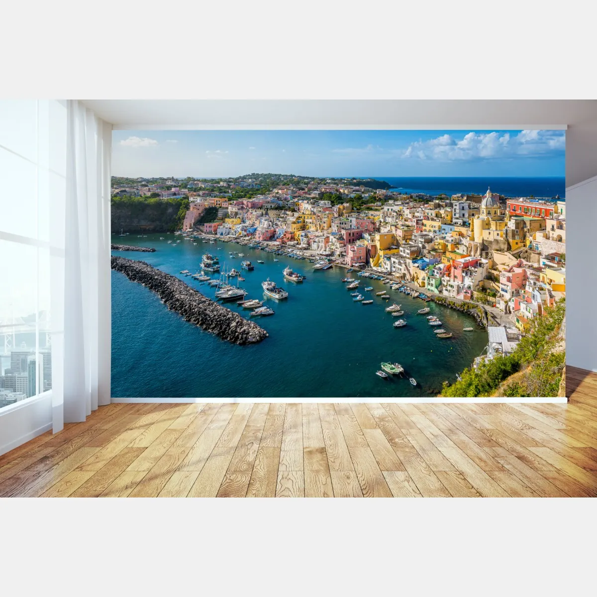 Fototapeta kolorowa panorama portowa Morza Śródziemnego – Wallissimo® Fototapeta kolorowa panorama portowa Morza Śródziemnego – Wallissimo®