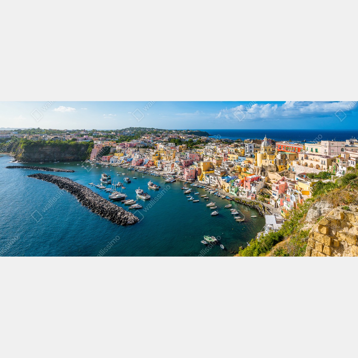 Fototapeta kolorowa panorama portowa Morza Śródziemnego – Wallissimo® Fototapeta kolorowa panorama portowa Morza Śródziemnego – Wallissimo®