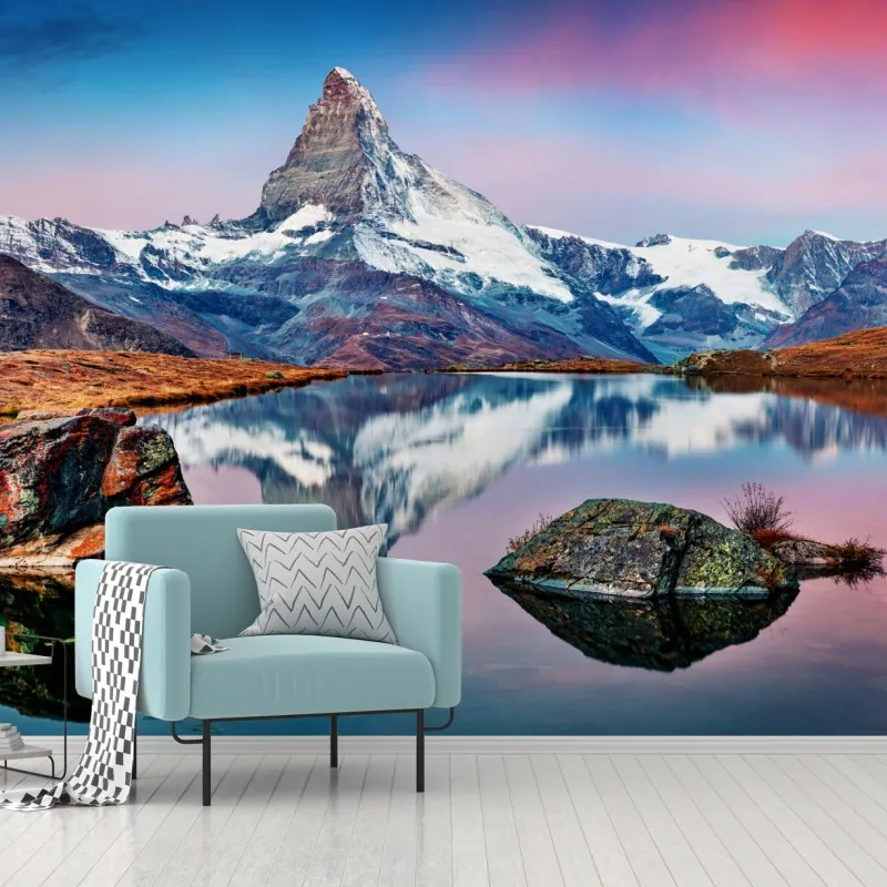 Wall mural sunrise reflection at Matterhorn
