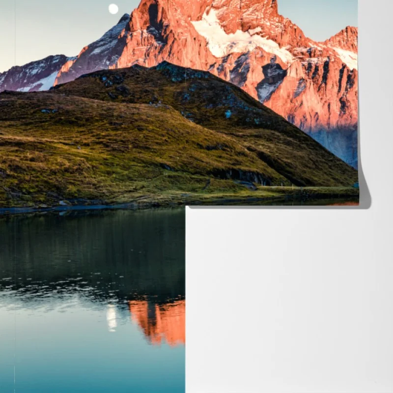 Fototapeta odbicia zachodu słońca nad Bachalpsee, Szwajcaria – Wallissimo® Fototapeta odbicia zachodu słońca nad Bachalpsee, Szwajcaria – Wallissimo®